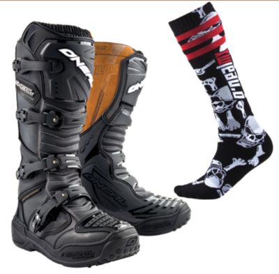 2011 O'NEAL ELEMENT BOOTS & MX CROSSBONE SOCK COMBO