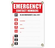 44051RD: Safety Sign - Emergency Contact Numbers - Red