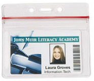 45235: Badge Holder - Sealable Red Stripe - Horizontal