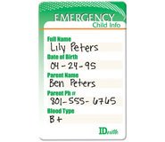 46606GR: Quick Reference Cards - Emergency Child Info