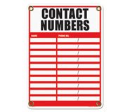 47504RD: Safety Sign - Contact Numbers