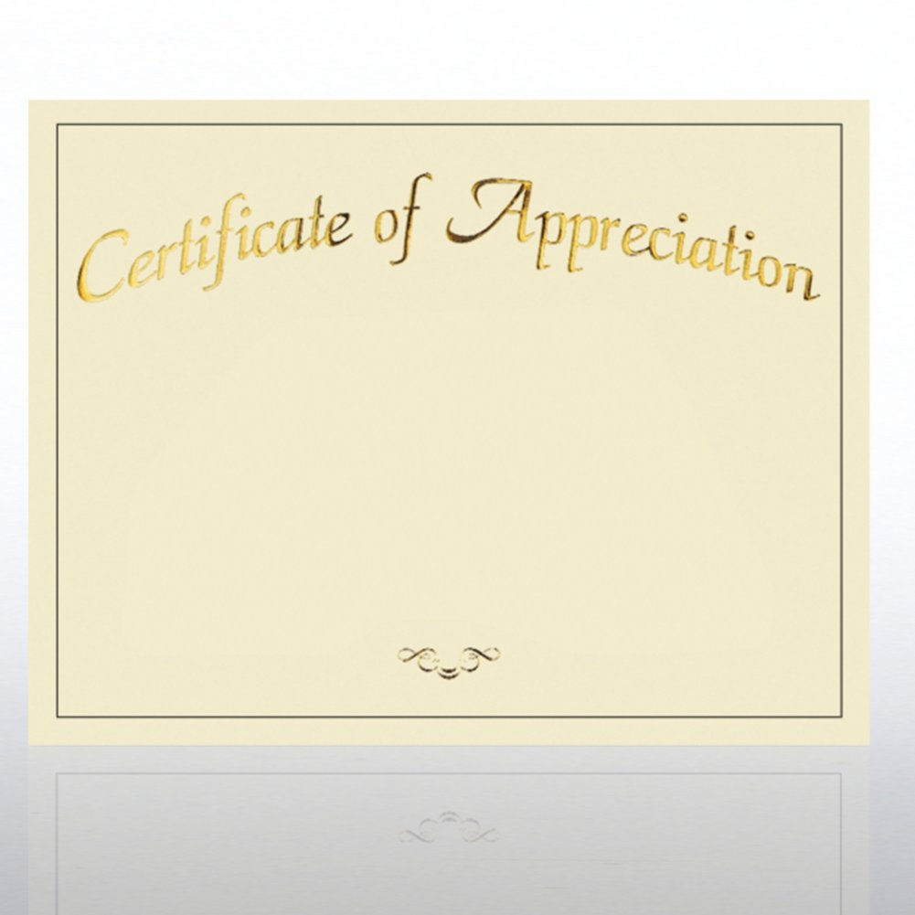 Foil Certificate Paper - Certificate of Appreciation - Cream