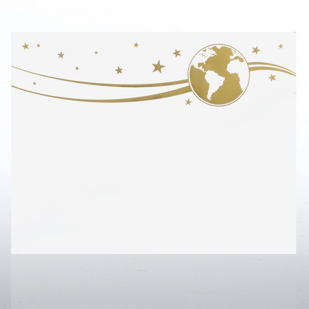 Foil Certificate Paper - Globe - White