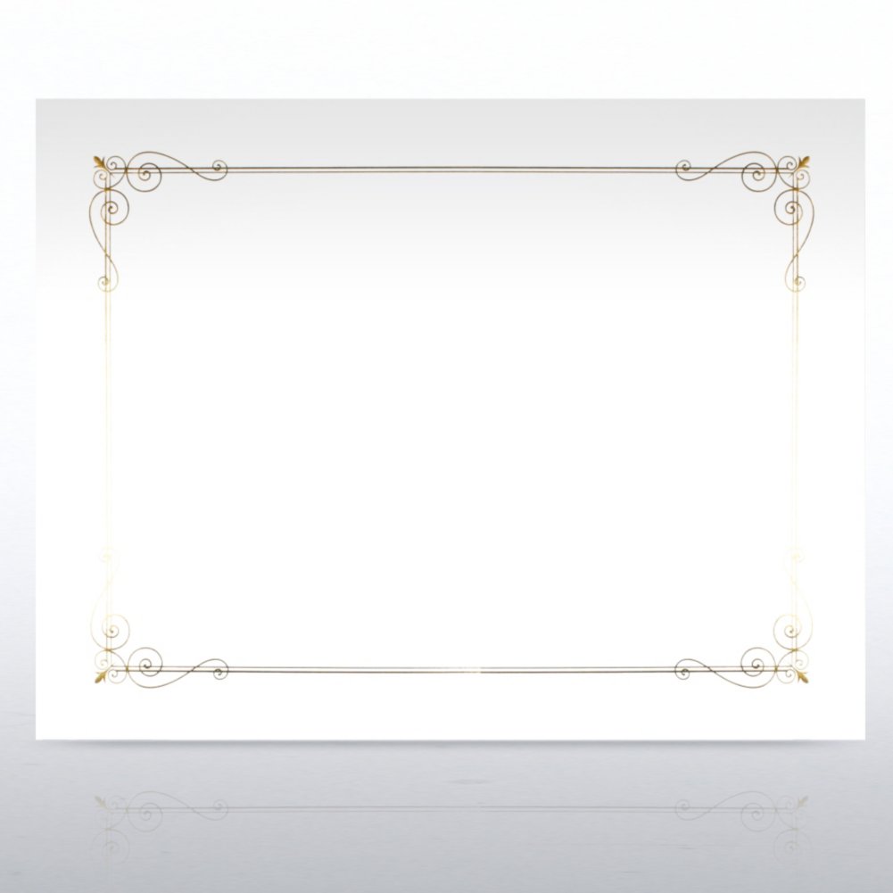 Foil-Stamped Certificate Paper - Border Design - White