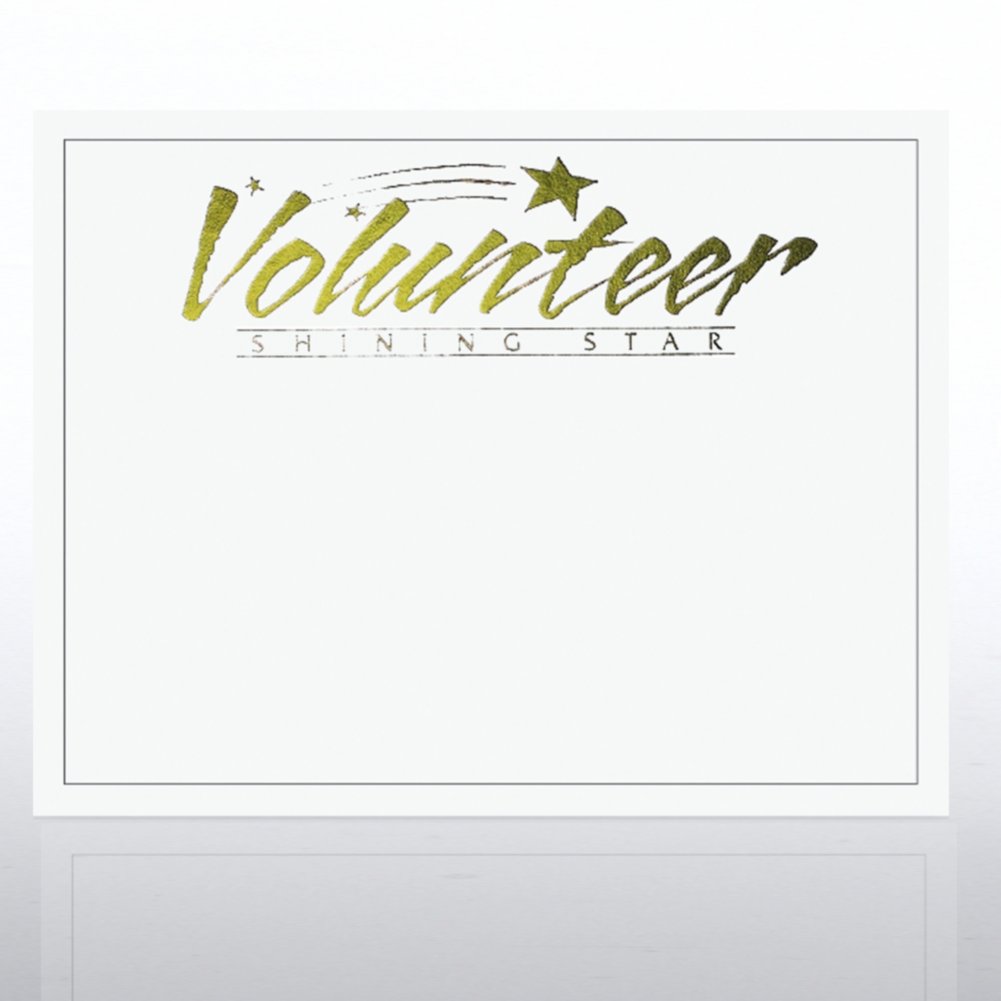 Foil Certificate Paper - Volunteer Shining Star - White