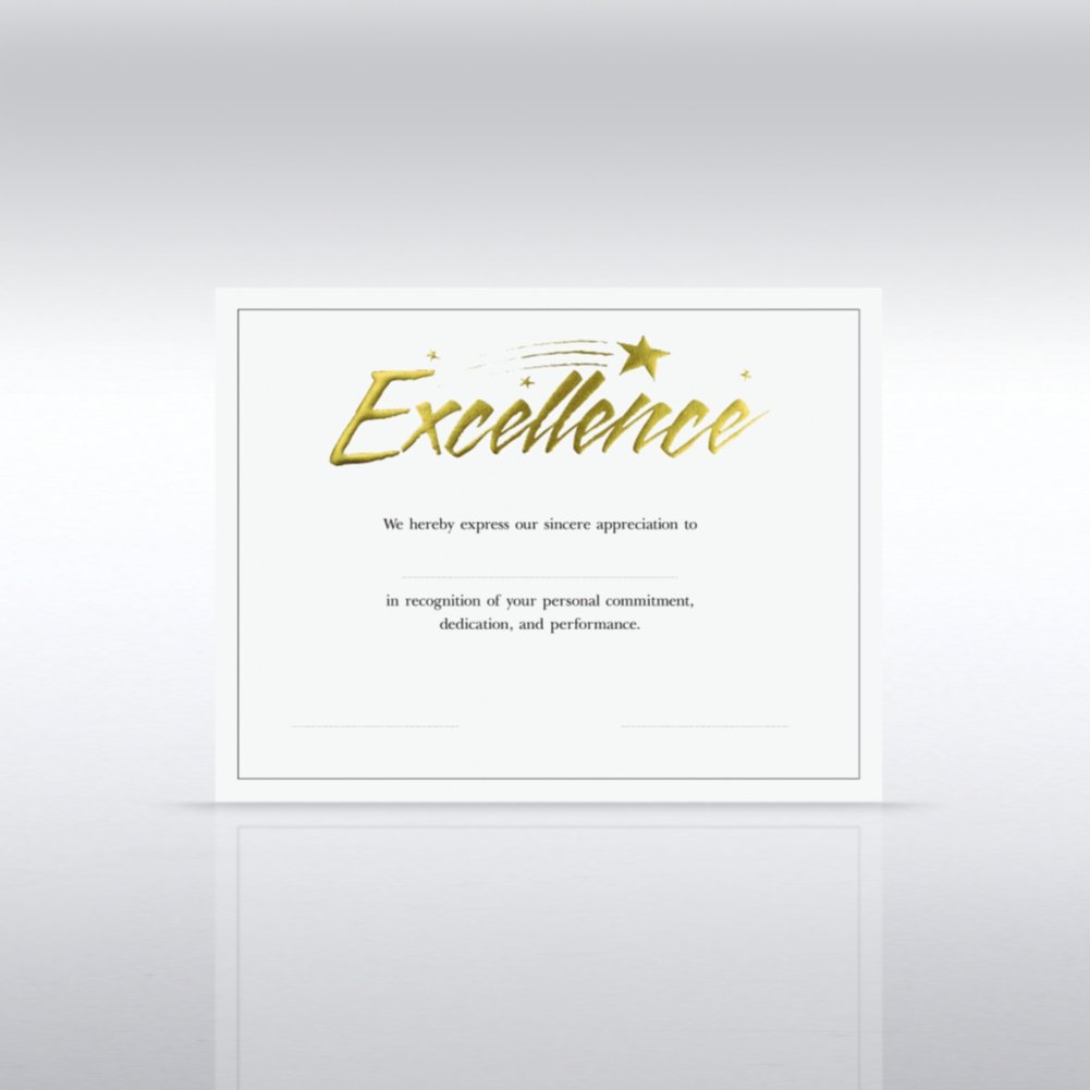 Certificate Paper - Preprinted - Excellence - White