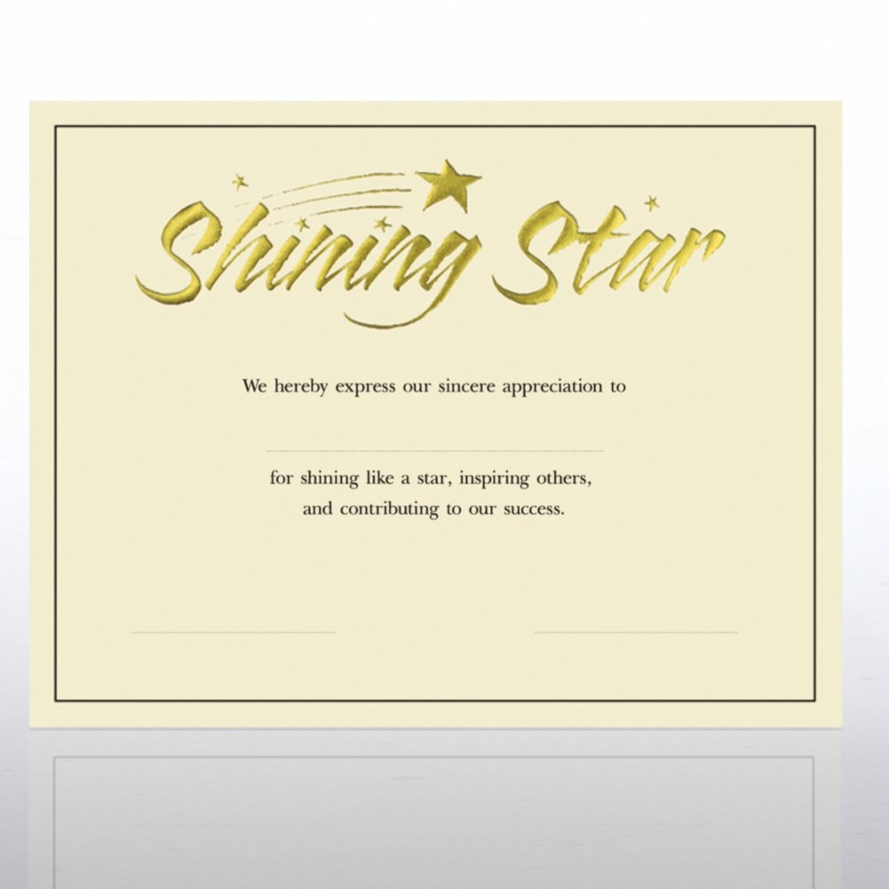 Certificate Paper - Preprinted - Shining Star - Cream