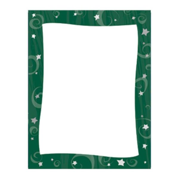 Border Paper - Emerald Evening - Silver Foil