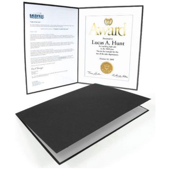Certificate Folder - Dual Window Display Folder - Black OPEN