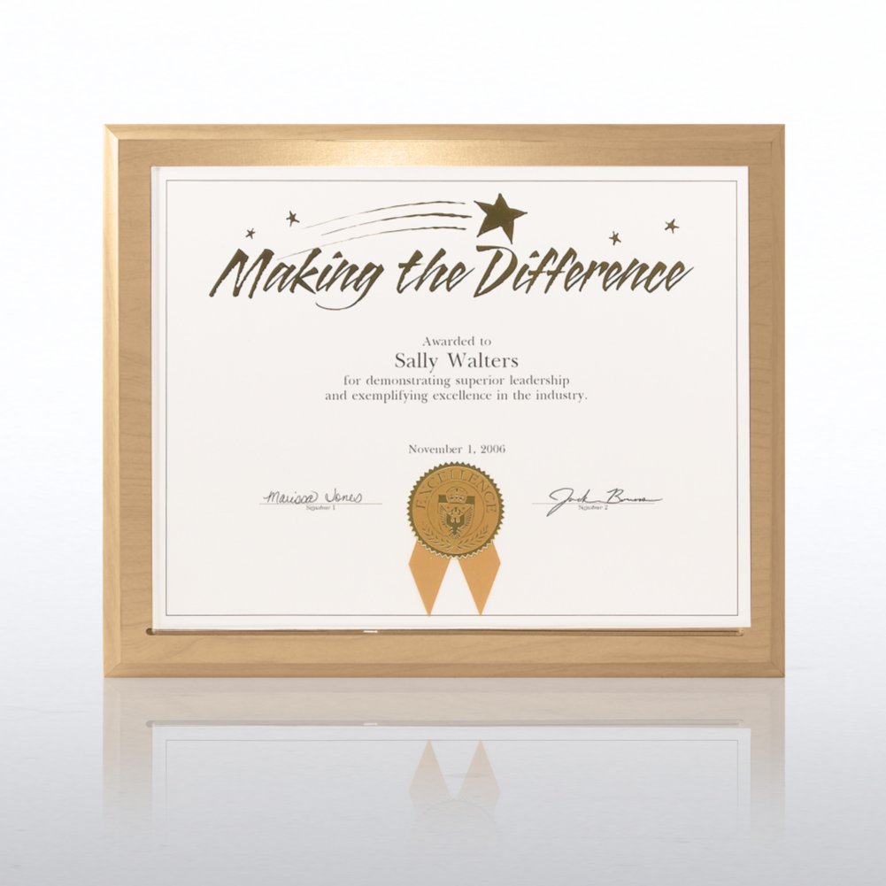 Heavy Weight Display Plaque - Simulated Wood Natural
