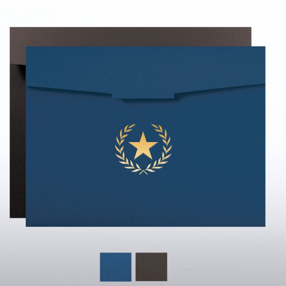 Foil-Stamped Certificate Folder - Star Laurel