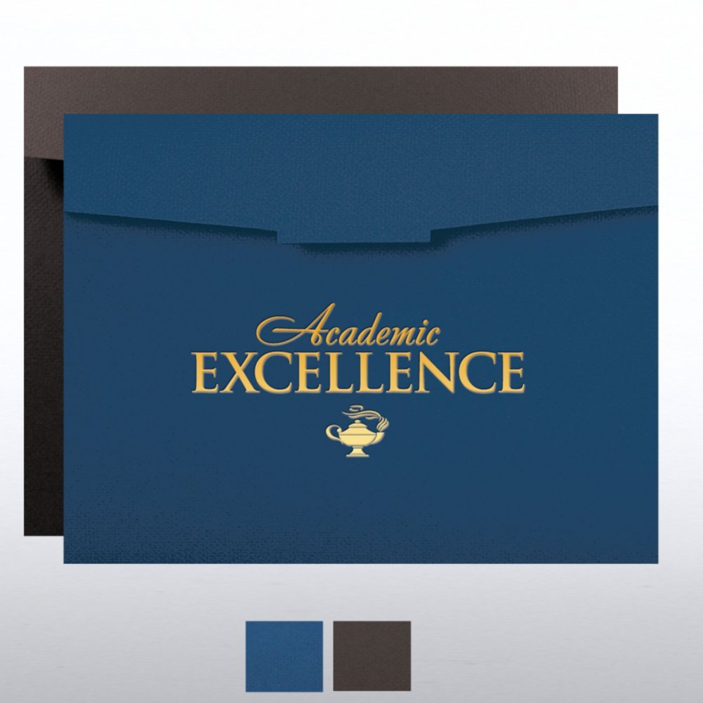 Foil-Stamped Certificate Folder - Academic Excellence Lamp