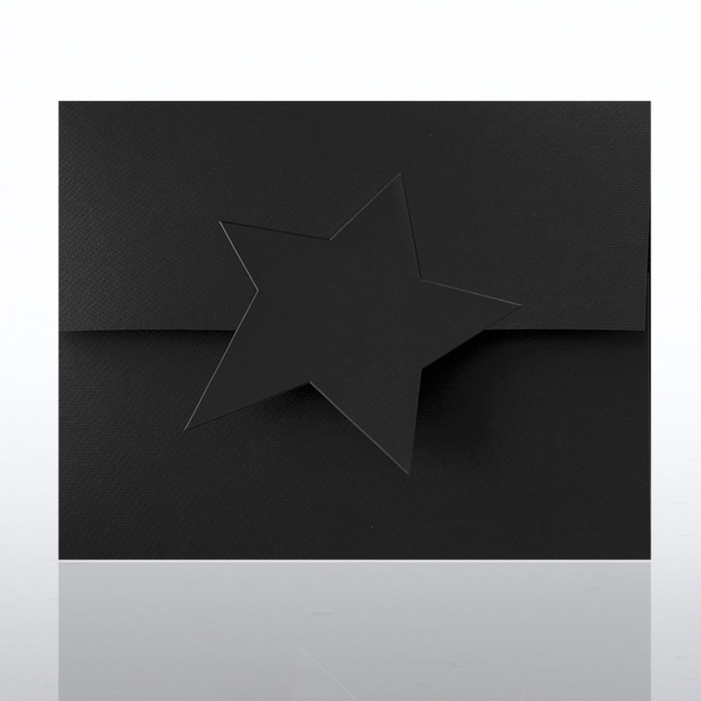 Certificate Folder - Embossed Star - Black
