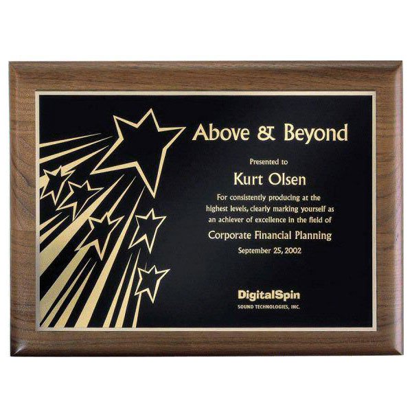 Walnut Plaque - Above & Beyond - Gold