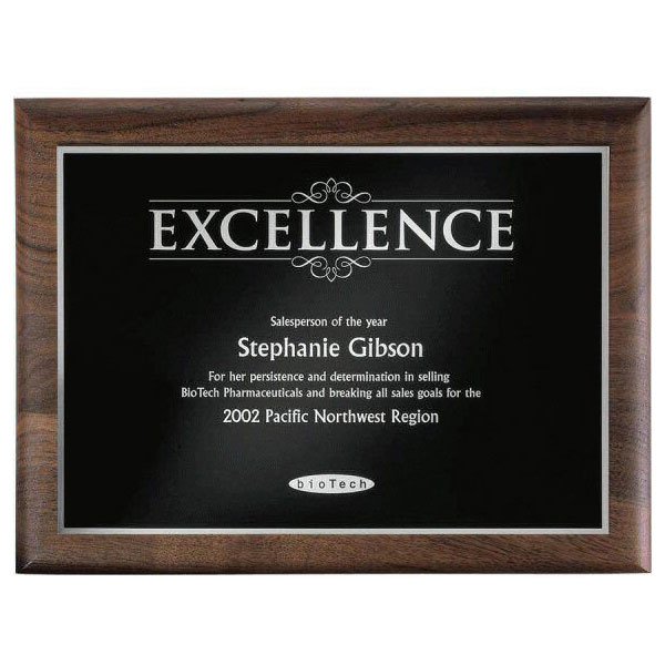 Walnut Plaque - Excellence - Silver