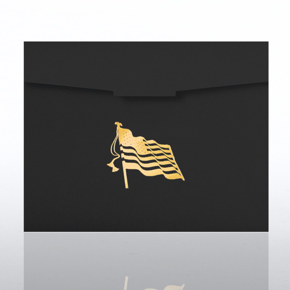 Certificate Folder - Flag - Black w/Gold Foil