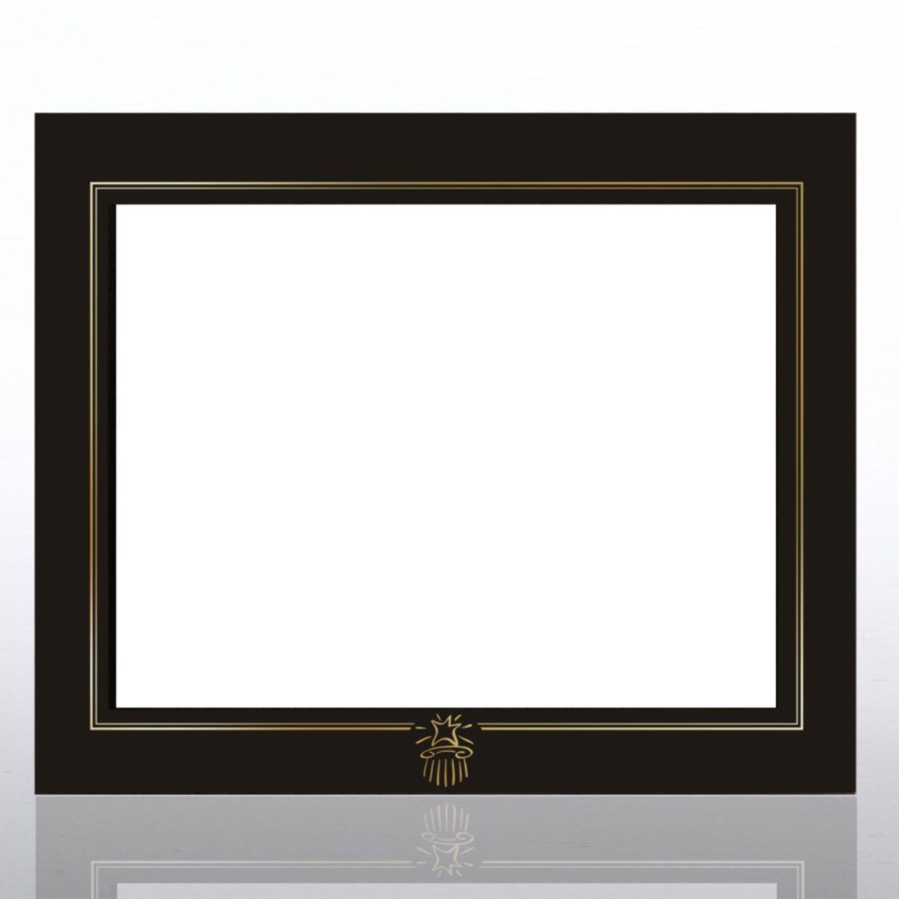 Leatherette Frame - Gold Foil Star on Pedestal - Black