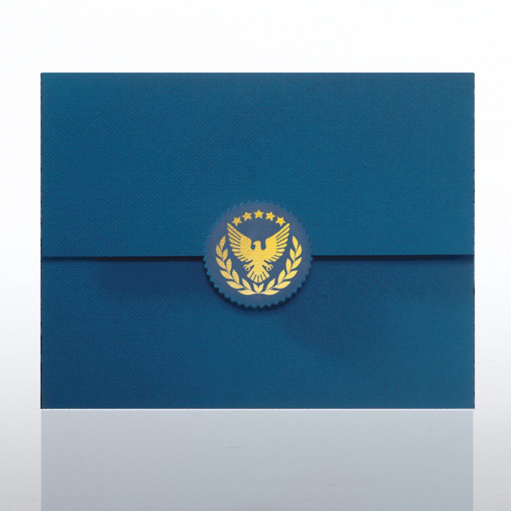 Certificate Folder - Serrated Flap - Five Star Eagle - Blue