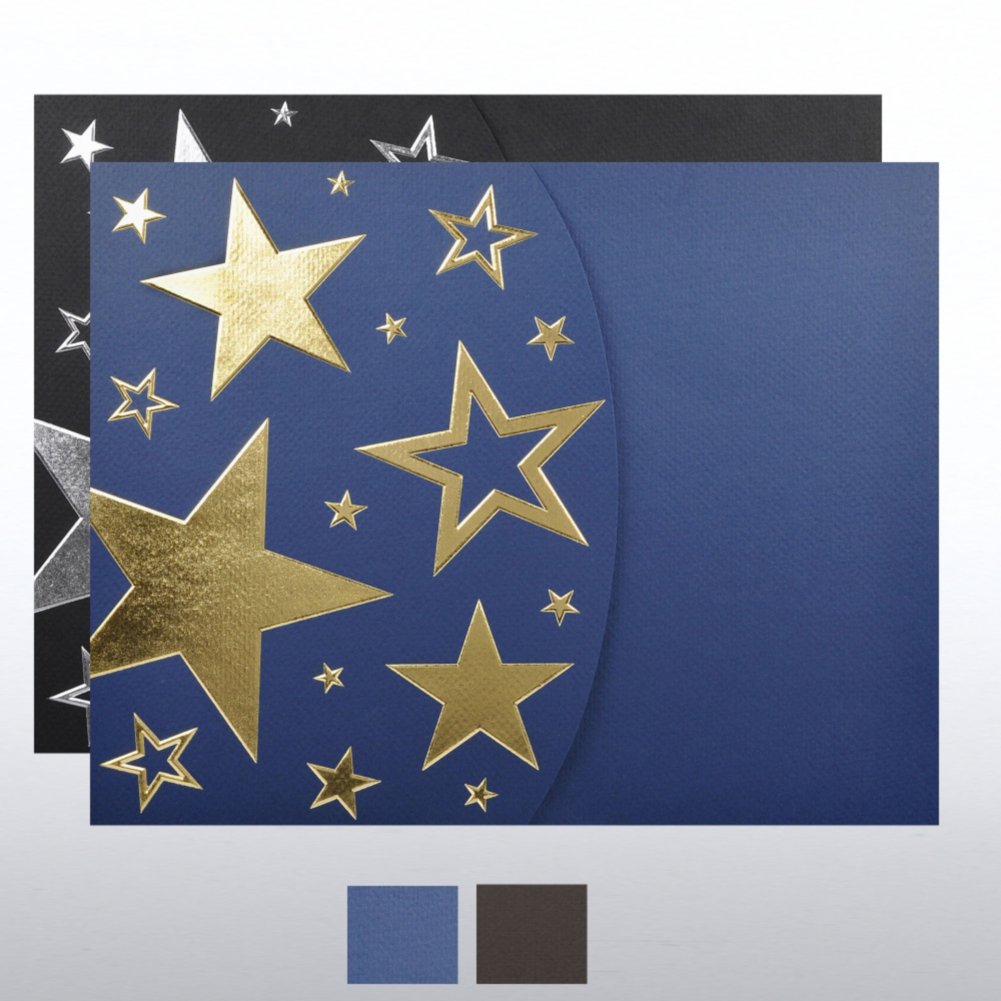 Foil-Stamped Embossed Certificate Folder - Bright Stars