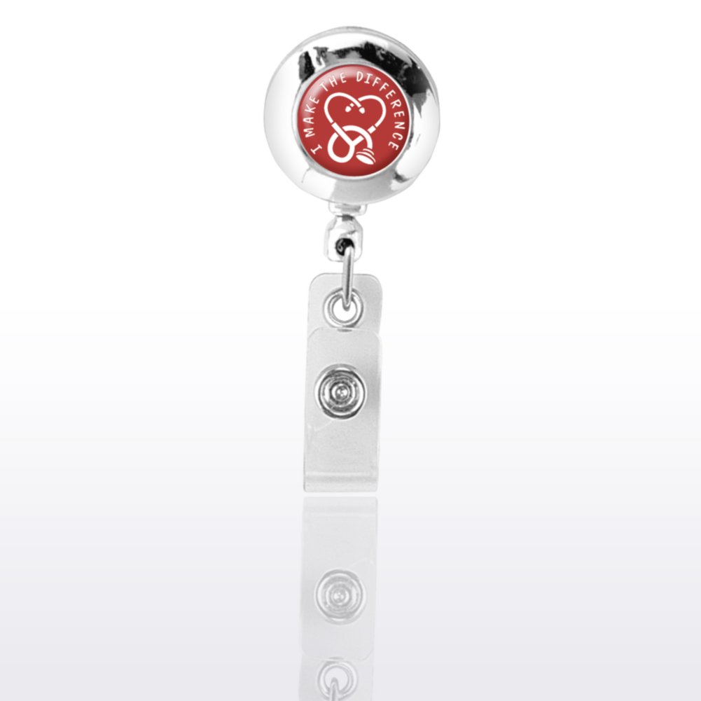 Themed Badge Reel - Chrome - Stethoscope Heart
