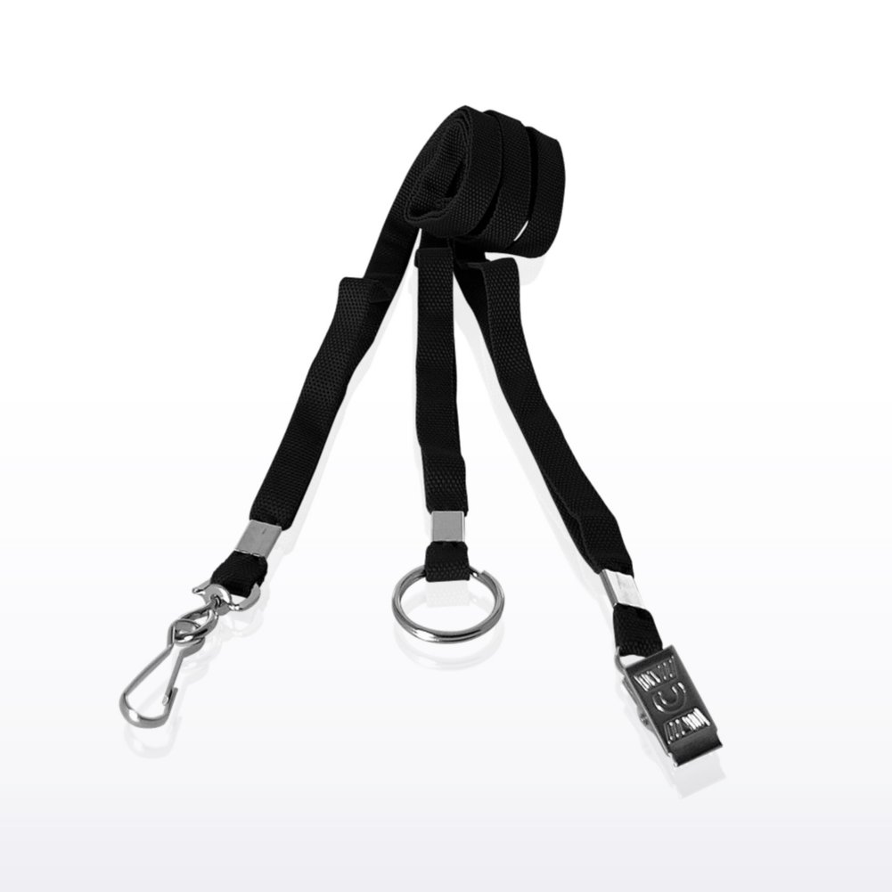 Flat Woven Stock Lanyard - Black