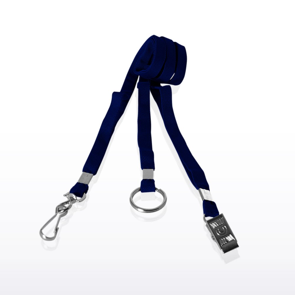 Flat Woven Stock Lanyard - Navy
