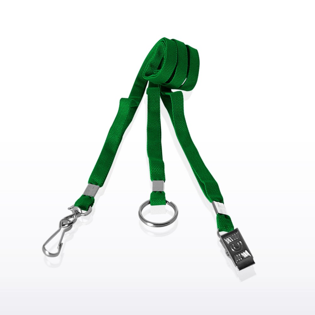 Flat Woven Stock Lanyard - Green