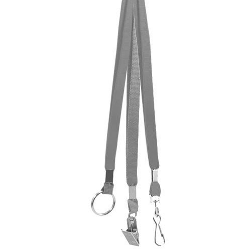 Flat Woven Stock Lanyard - Gray