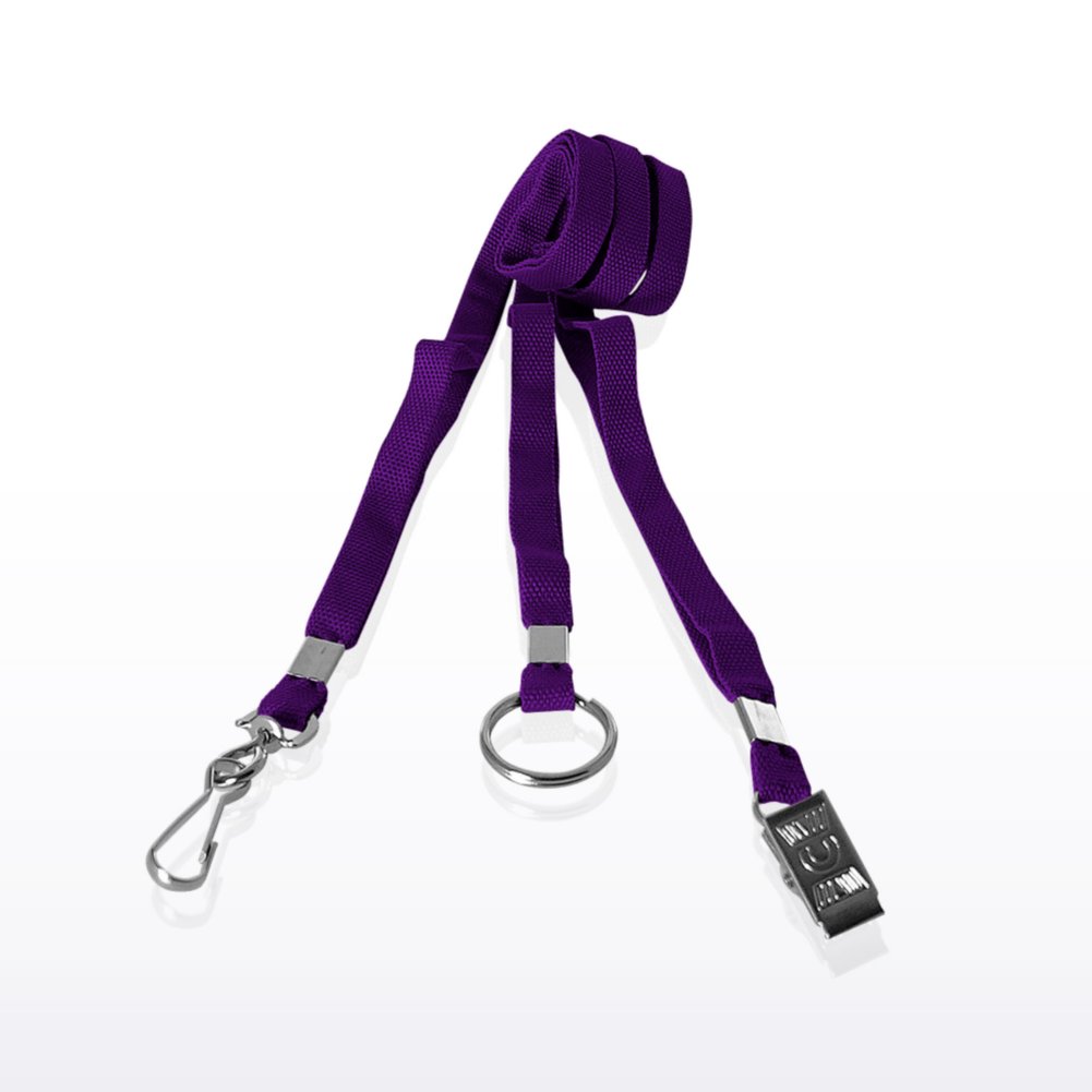 Flat Woven Stock Lanyard - Purple