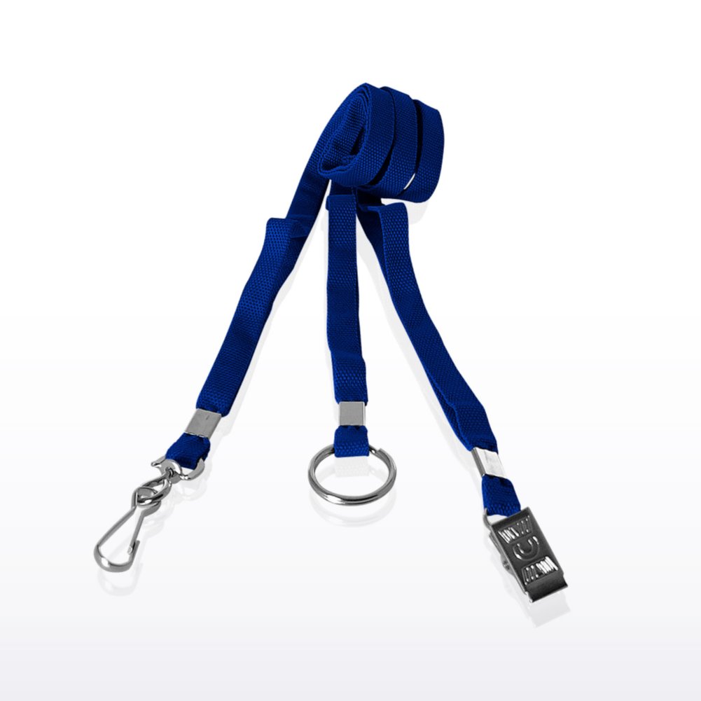 Flat Woven Stock Lanyard - Royal Blue