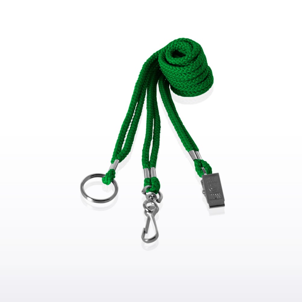 Round Woven Stock Lanyard - Green