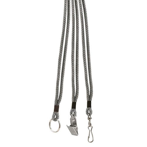 Round Woven Stock Lanyard - Gray