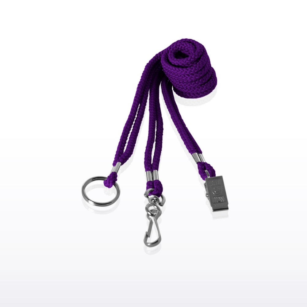 Round Woven Stock Lanyard - Purple