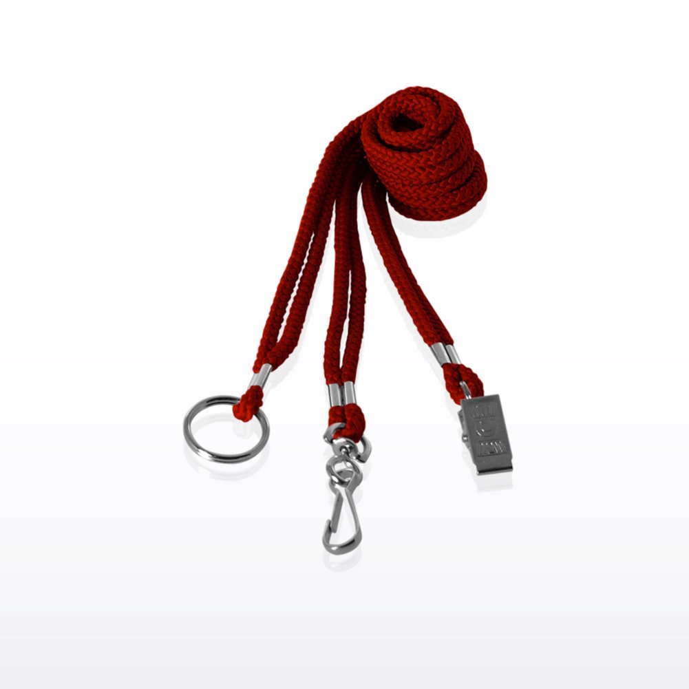Round Woven Stock Lanyard - Red