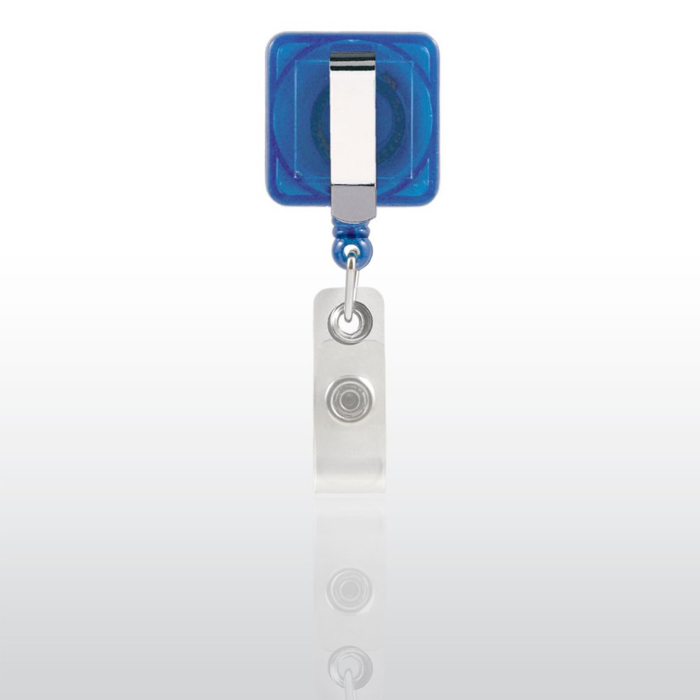 Badge Reel - Square - Translucent Blue BACK