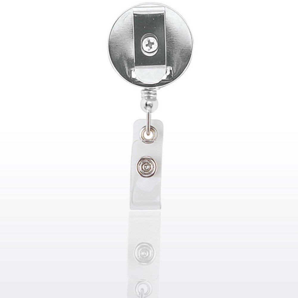 Badge Reel - Heavy Duty - Metal Matte Black/Chrome BACK