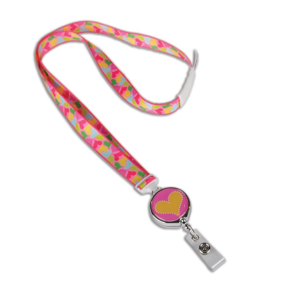 Fashion Badge Reel / Lanyard Combo - Fun Hearts