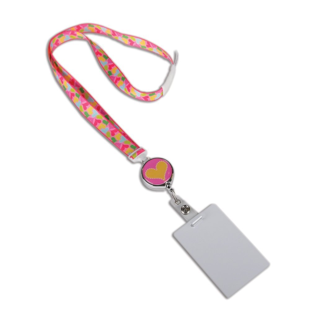Fashion Badge Reel / Lanyard Combo - Fun Hearts OPEN