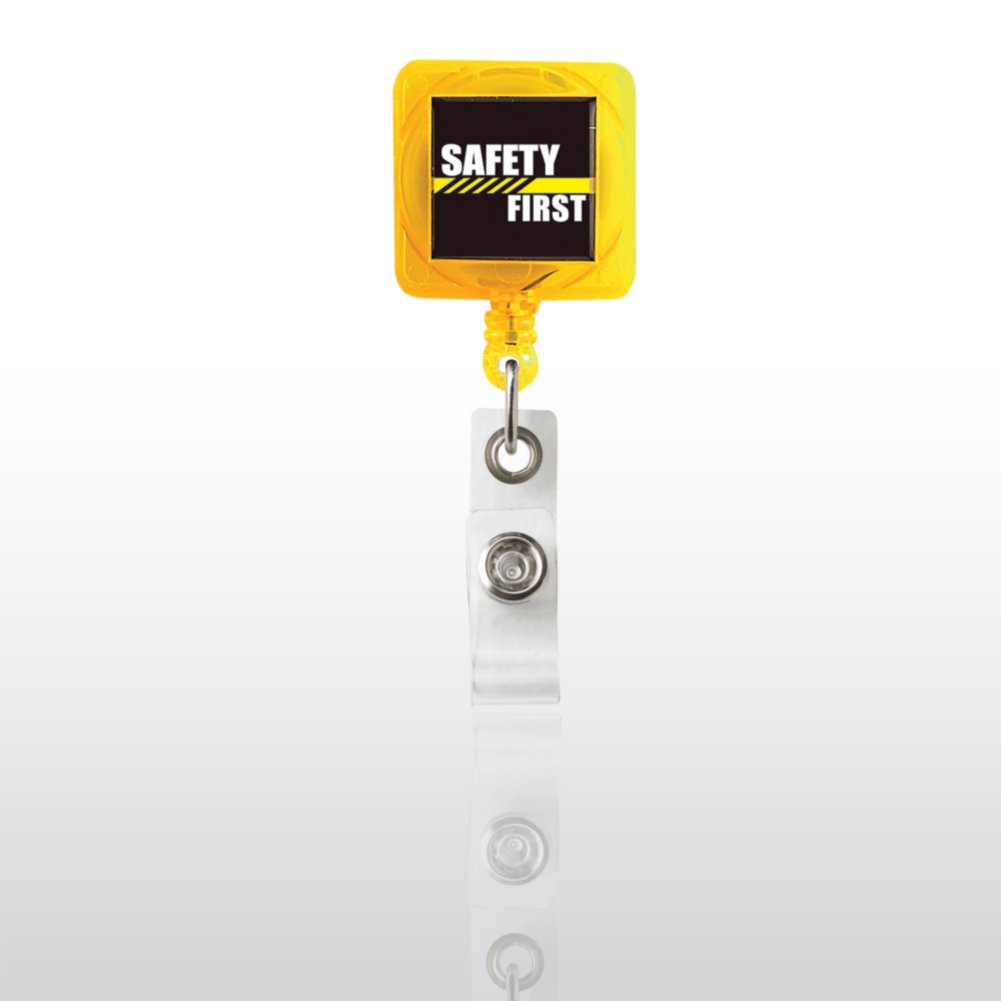 Badge Reel - Yellow Square - Safety First