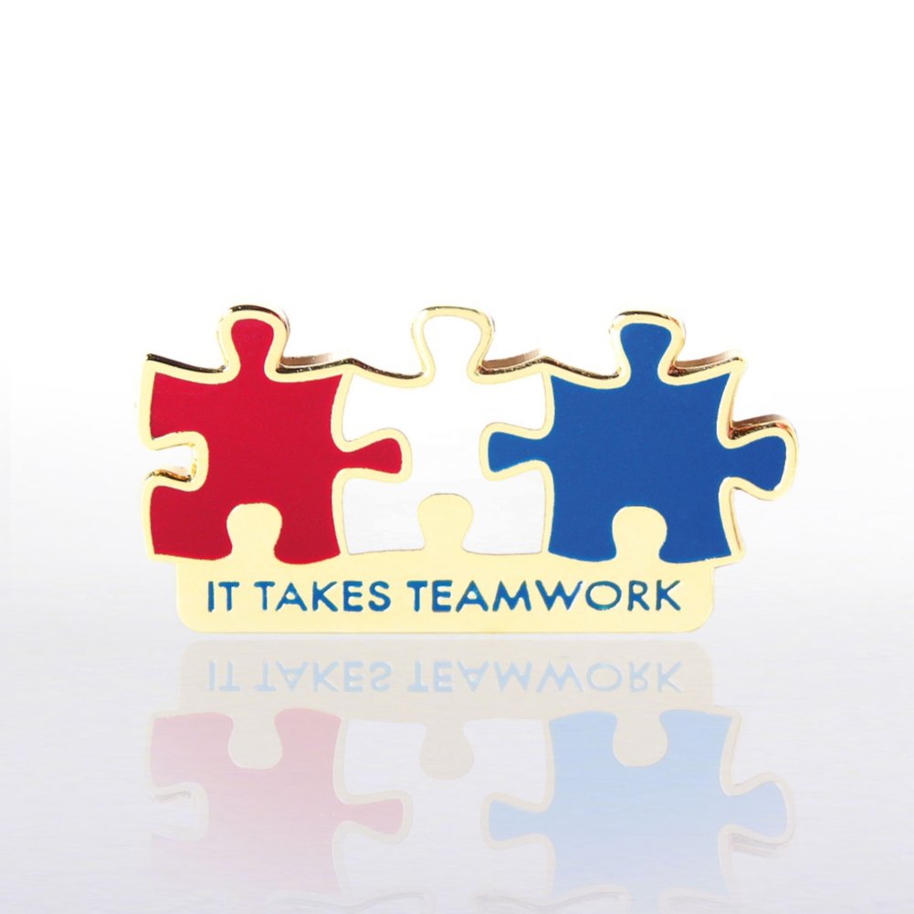 Lapel Pin - It Takes Teamwork Red, White and Blue
