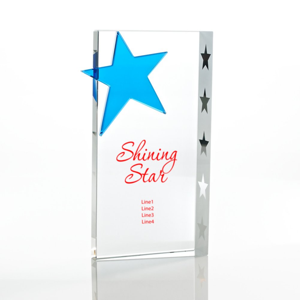 Trophy - Crystal Blue Star - Rectangle