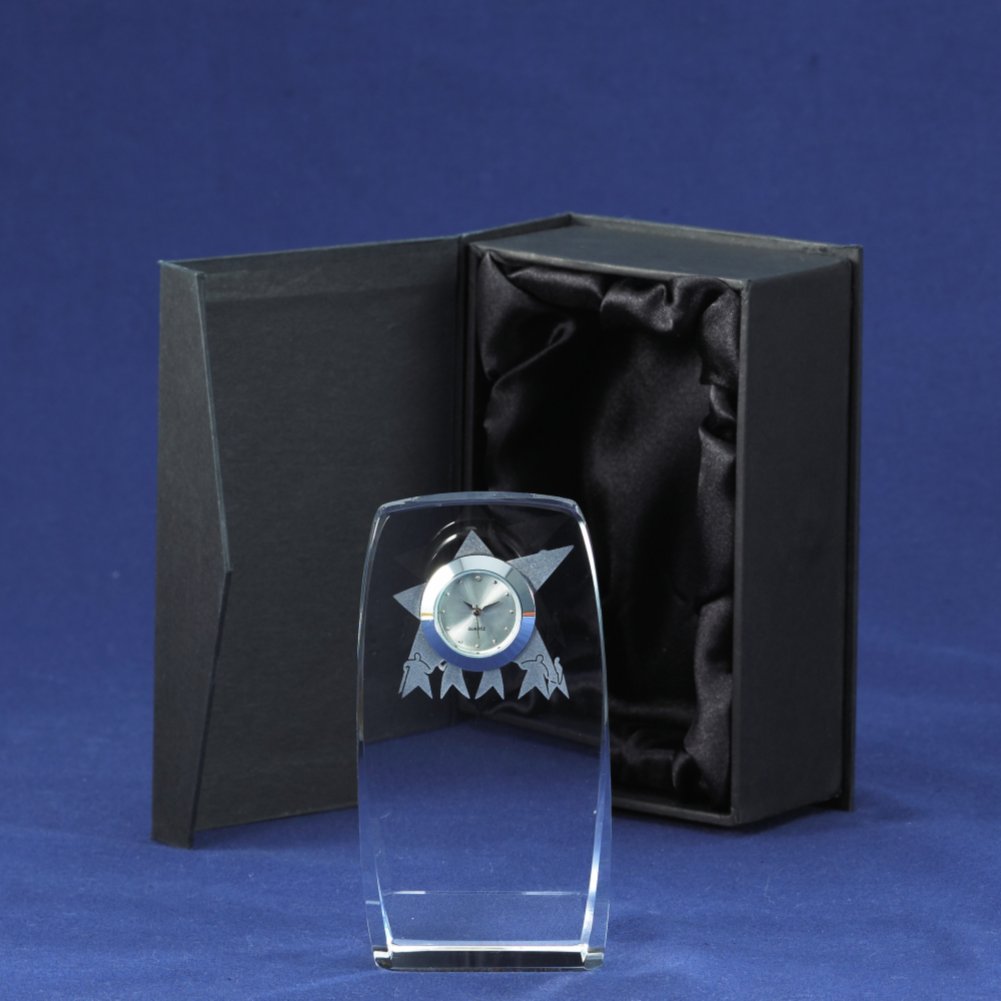 Crystal Award Clock - TEAM BOX