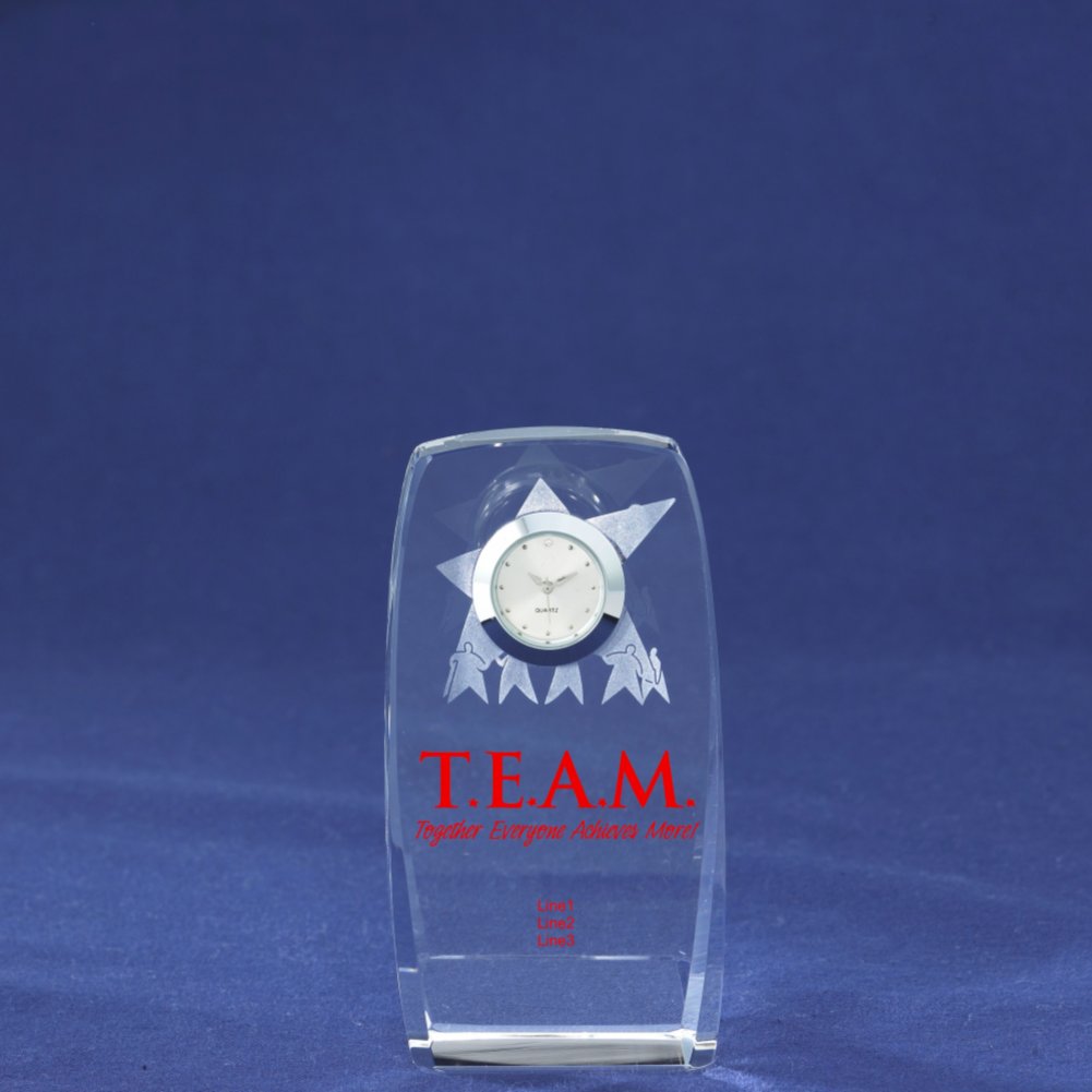 Crystal Award Clock - TEAM