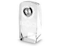 Crystal Award Clock - Laurels