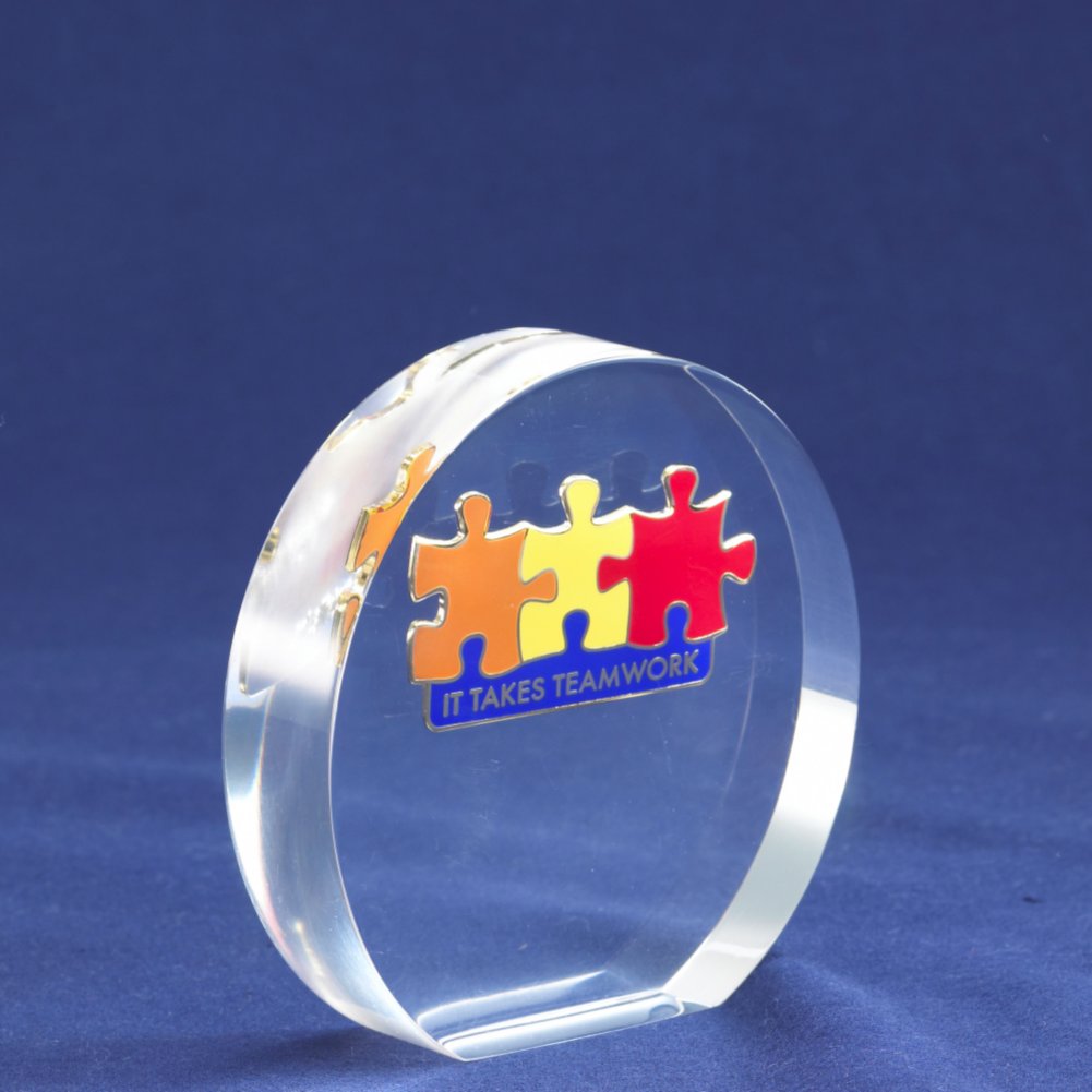 Embedded Medallion Trophy - It Takes Teamwork SIDE