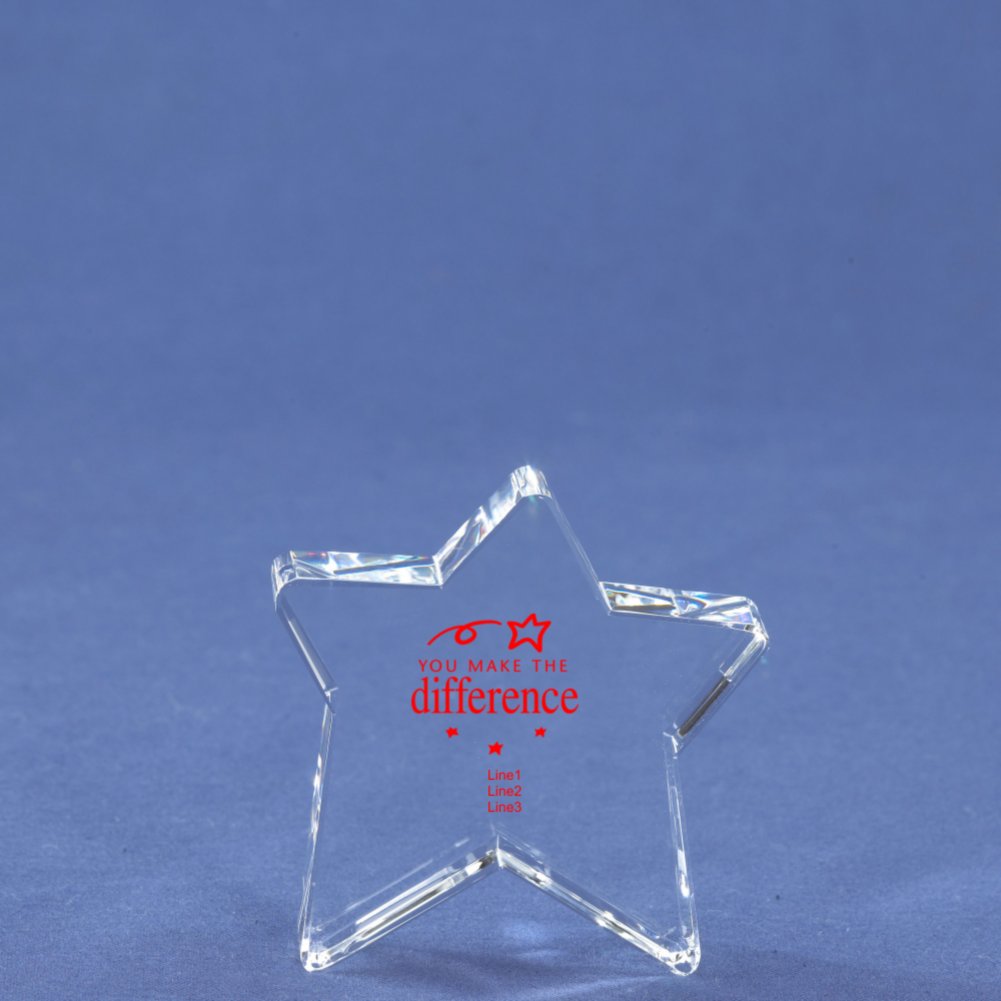 Crystal Paperweight - You Make the Difference Star - Clear