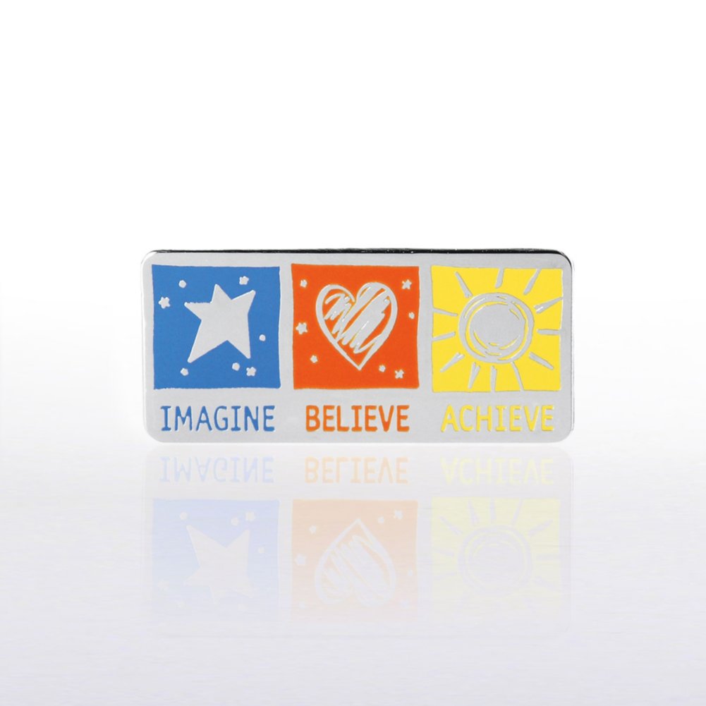 Lapel Pin - Imagine Believe Achieve Silver