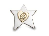Lapel Pin - Two-Tone Star with Heart and Swirl