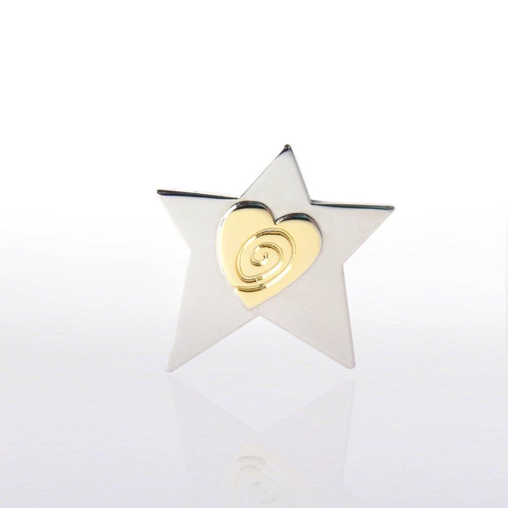 Lapel Pin - Two-Tone Star with Heart and Swirl