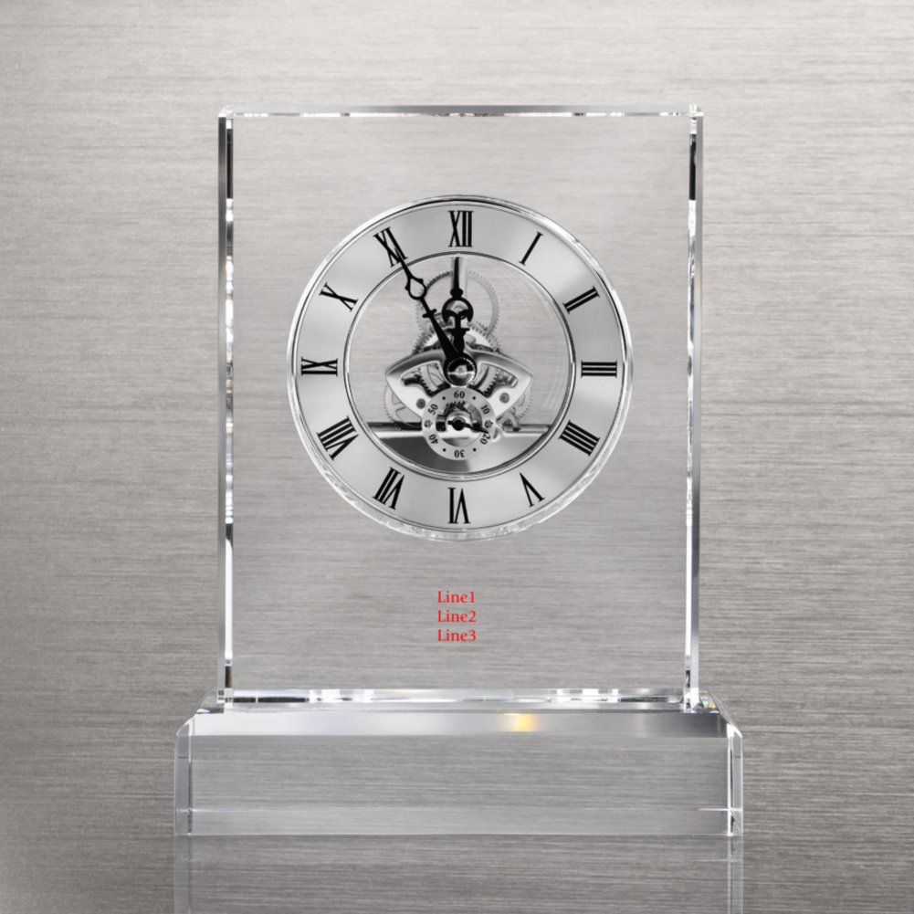 Executive Crystal Skeleton Clock - Silver